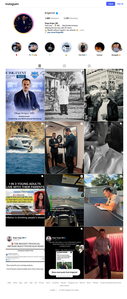 Dr. Diego Kriger, MD on Instagram @krigermd